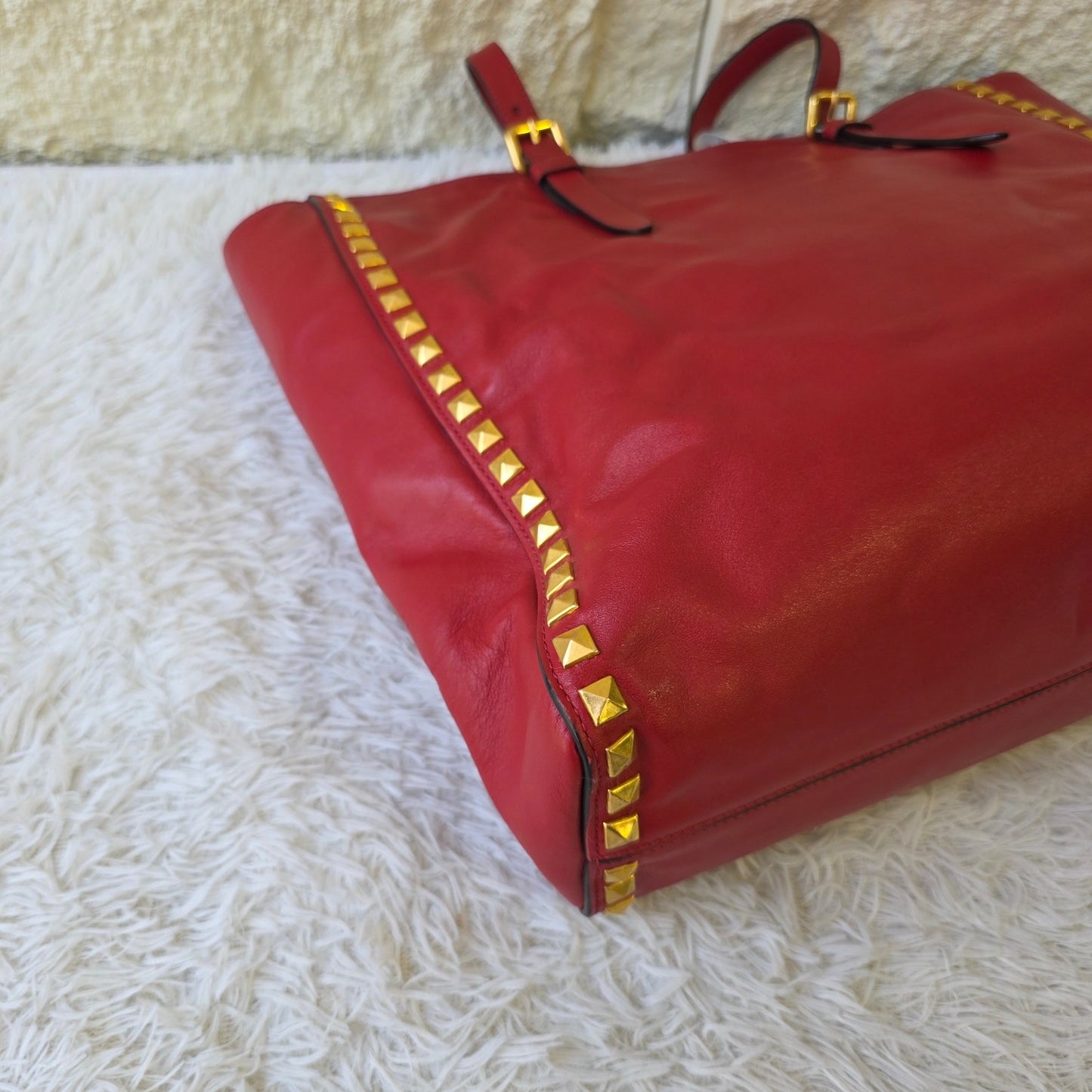 Miu Miu Studded Leather Tote Bag (Pre-Owned)