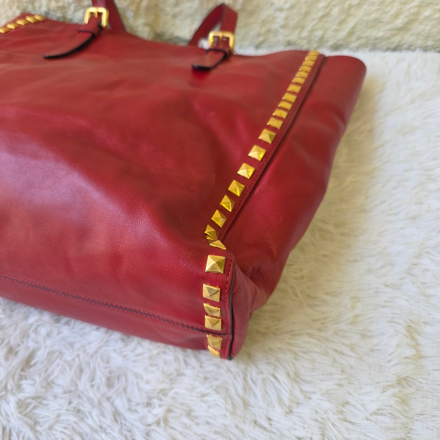Miu Miu Studded Leather Tote Bag (Pre-Owned)