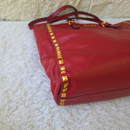 Miu Miu Studded Leather Tote Bag (Pre-Owned)