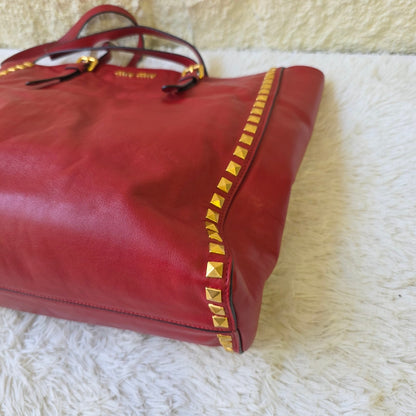 Miu Miu Studded Leather Tote Bag (Pre-Owned)
