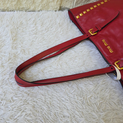 Miu Miu Studded Leather Tote Bag (Pre-Owned)