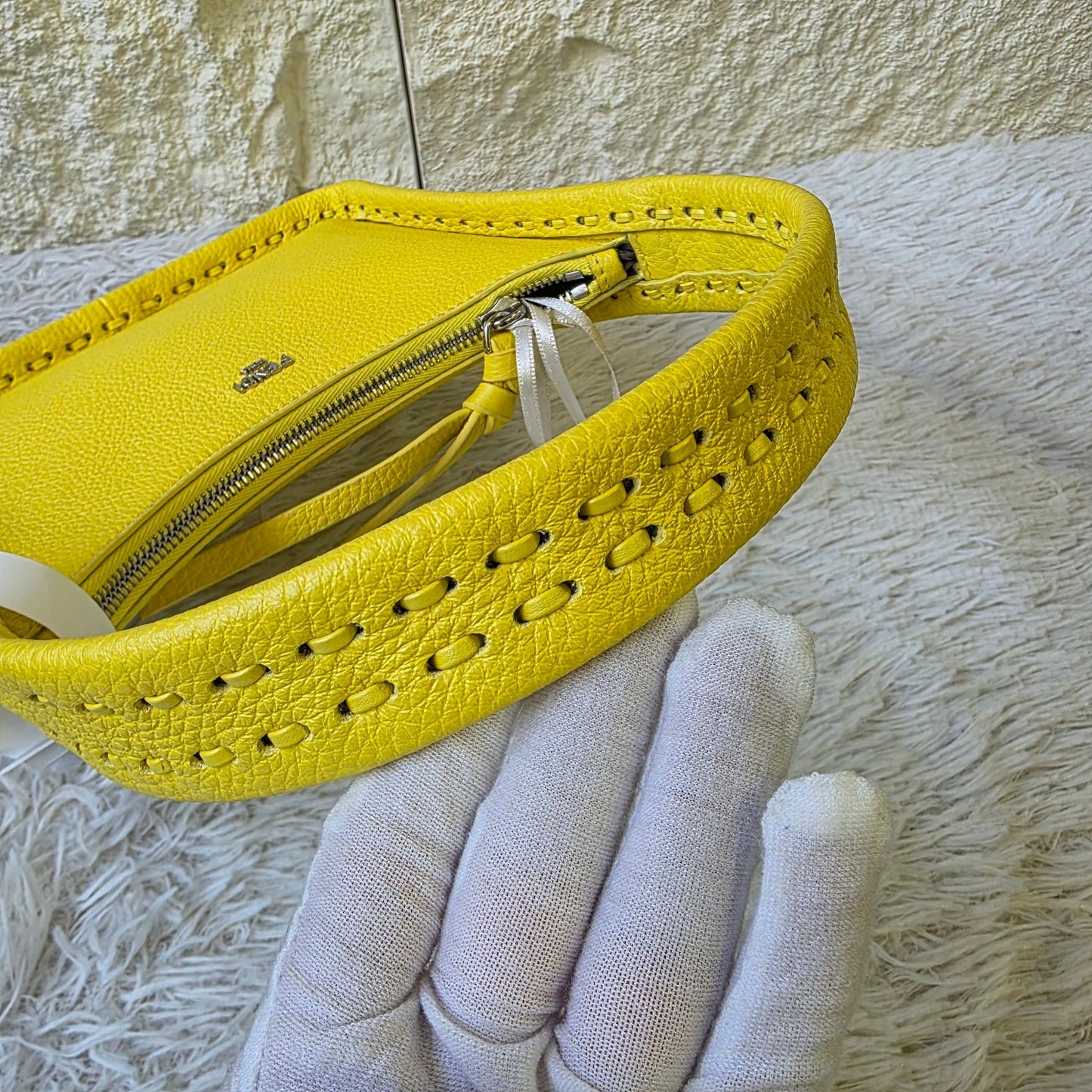 Fendi Yellow Leather Mini Top Handle Bag (Pre-Owned)