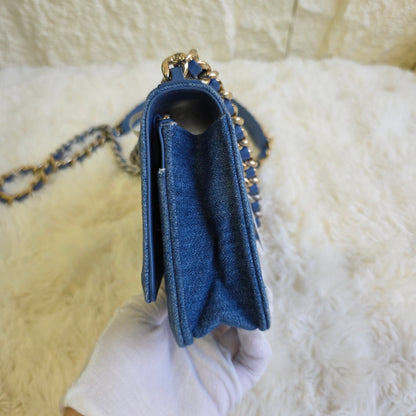 Chanel Denim 19 Chain Wallet Bag (Pre-Owned)