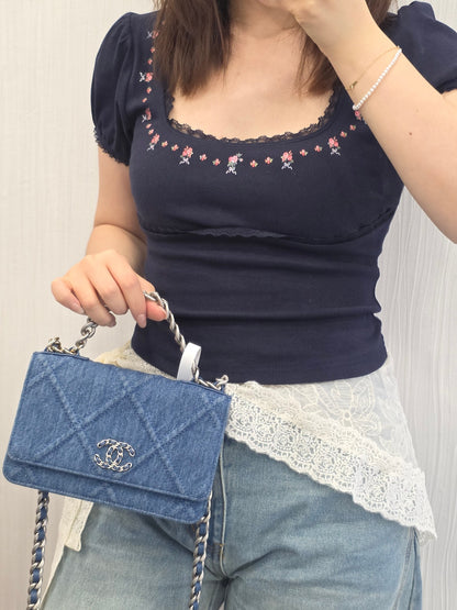Chanel Denim 19 Chain Wallet Bag (Pre-Owned)