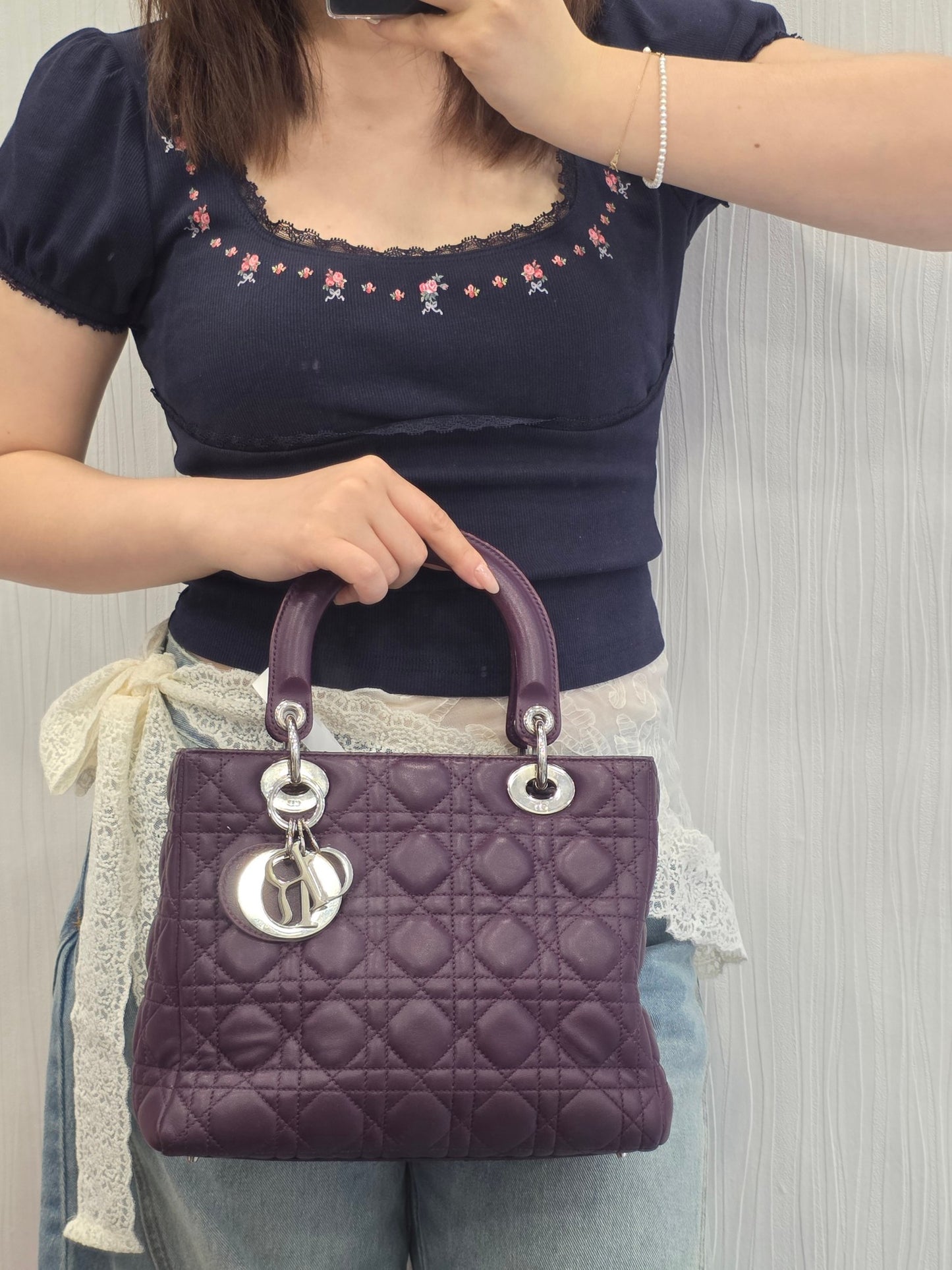 Dior Lady Dior Cannage Leather Handbag (Pre-Owned)