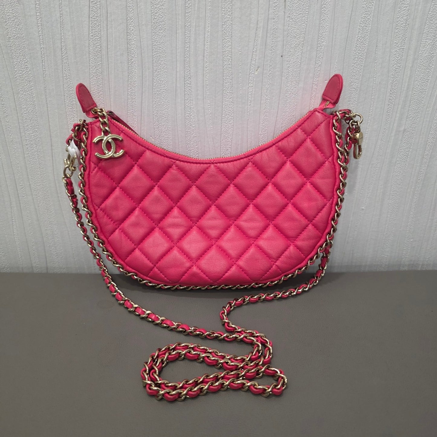 Chanel Quilted Leather Half Moon Shoulder Bag (Pre-Owned)