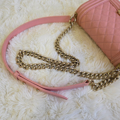 Chanel Boy Quilted Leather Chain Bag (Pre-Owned)