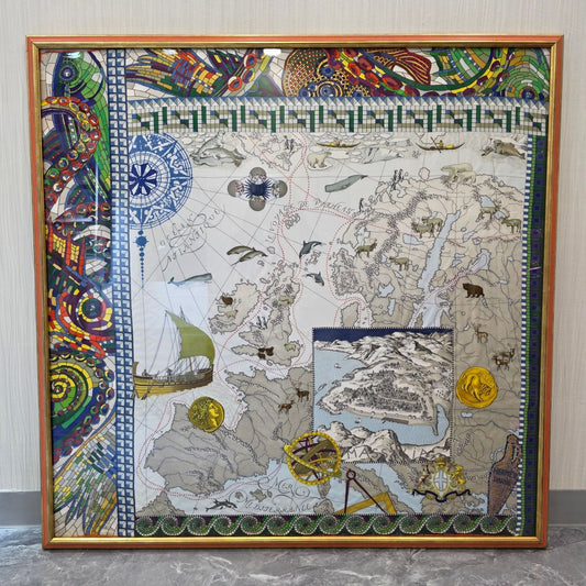 Hermès Mediterranean Map Framed Painting (Pre-Owned)