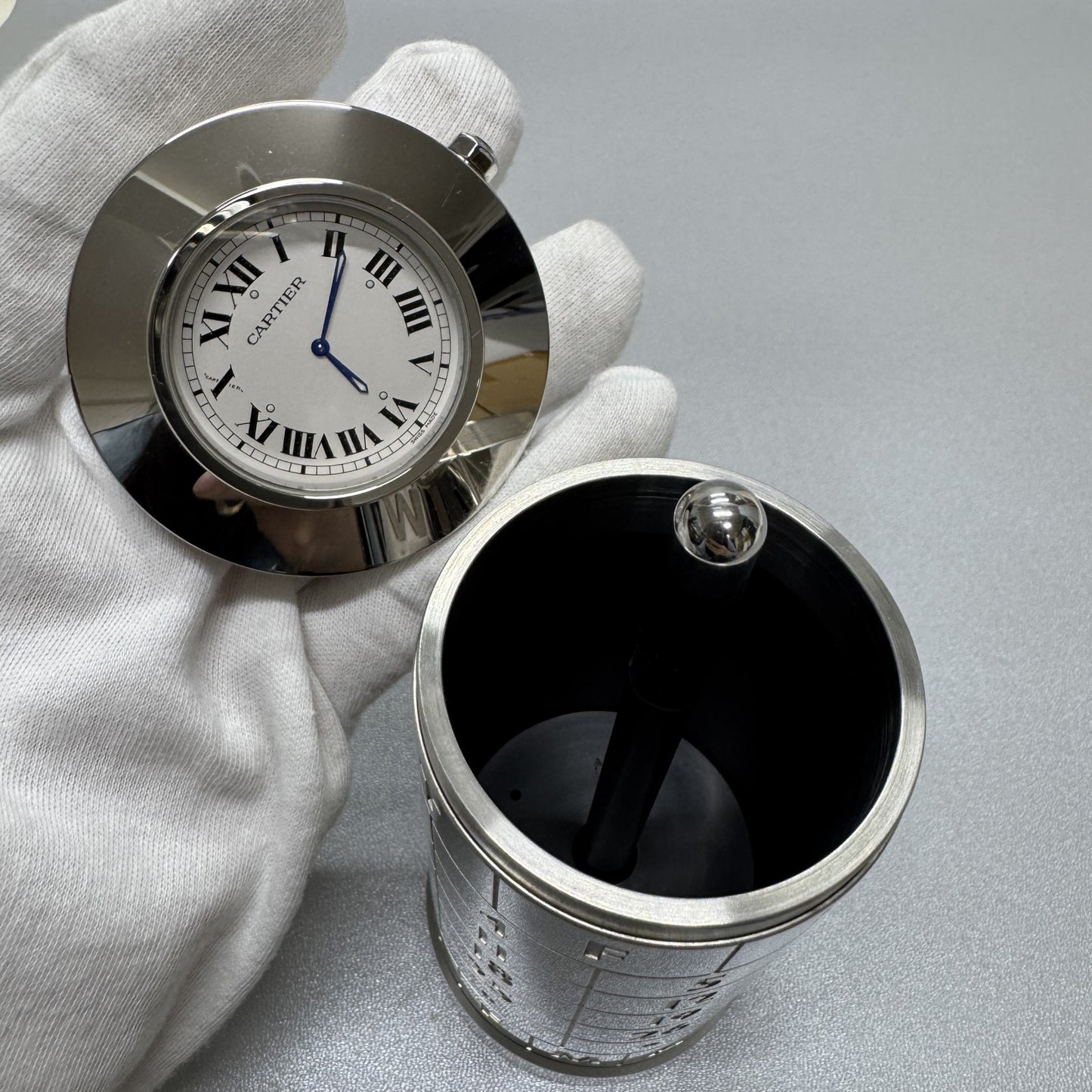 CARTIER Pasha Travel Clock Quartz Desk Clock [Pre-Owned]