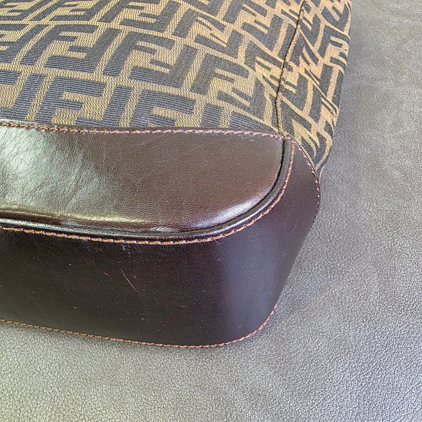 FENDI Zucca Monogram Tote Bag Brown [Pre-Owned]