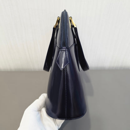 サンローラン アルマスタイル レザーハンドバッグ ネイビー【中古】 