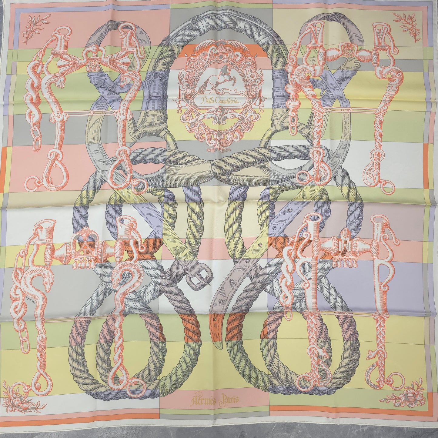 Hermès 90 围巾“Chevalier du Cheval”[二手]