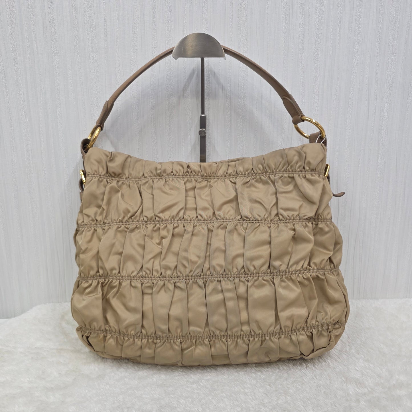 PRADA Gathered 2-Way Leather Handbag [Pre-Owned]