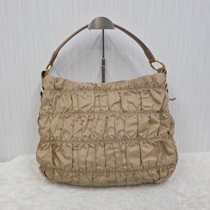 PRADA Gathered 2-Way Leather Handbag [Pre-Owned]
