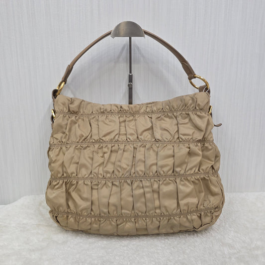 PRADA Gathered 2-Way Leather Handbag [Pre-Owned]