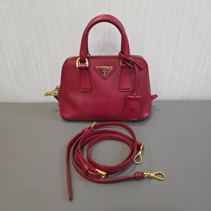 PRADA Mini Saffiano Leather 2WAY Shoulder Bag Pink [Pre-Owned]