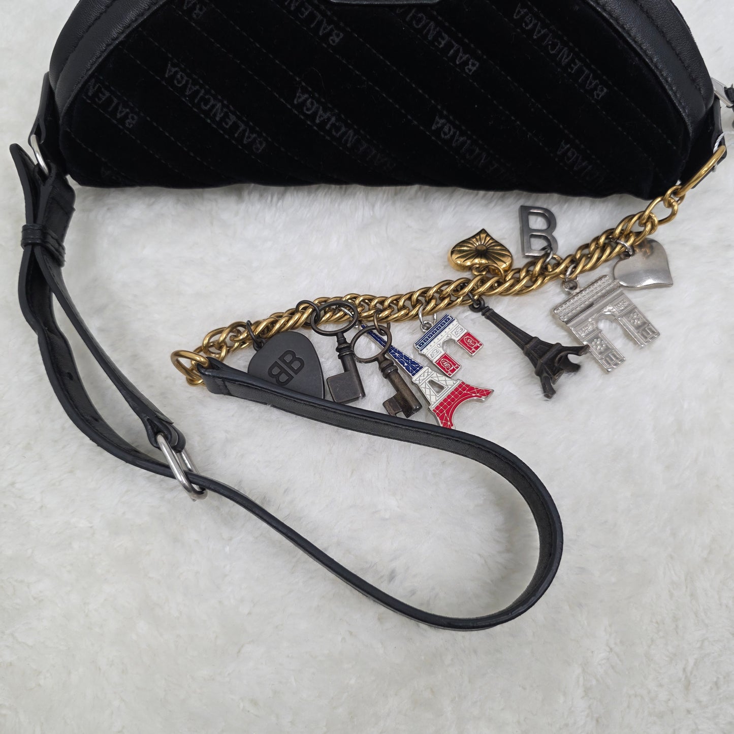 Balenciaga Souvenir All Over Logo Shoulder Bag [Pre-Owned]