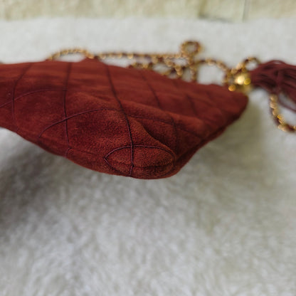 CHANEL フリンジ チェーンショルダーバッグ レザー スエード 【中古】
