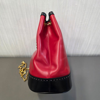 Celine 红色和黑色皮革抽绳链条包 [二手] 