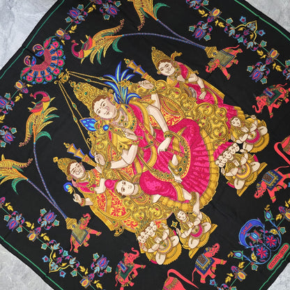 エルメス カレ140 “インド” ショール – カシミア＆シルク – ブラック [中古] 