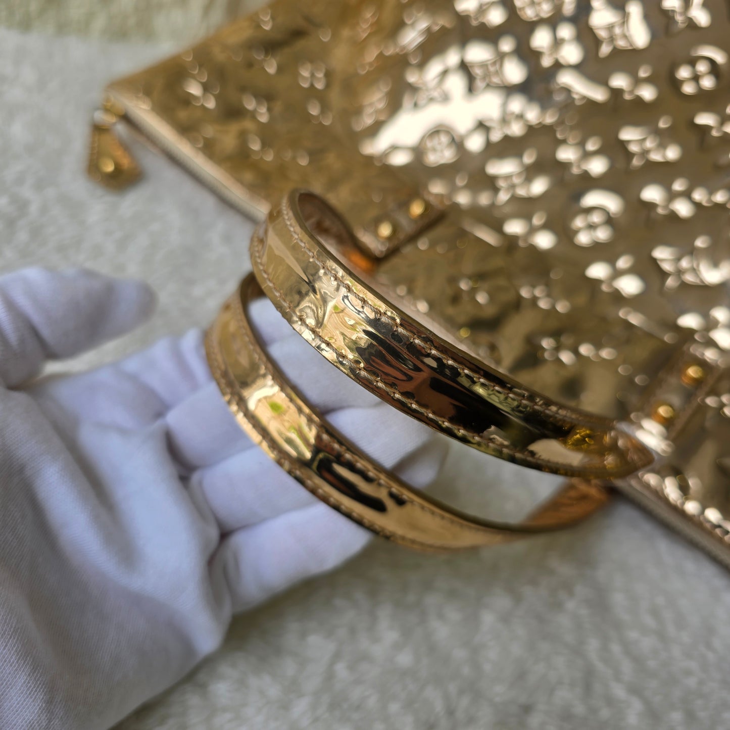 LOUIS VUITTON Bellevue PM Monogram Miroir Gold Handbag [Pre-Owned]