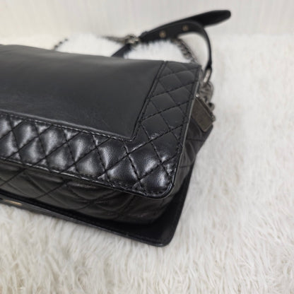 CHANEL Boy Chanel Black Leather Chain Shoulder Handbag [Pre-Owned]