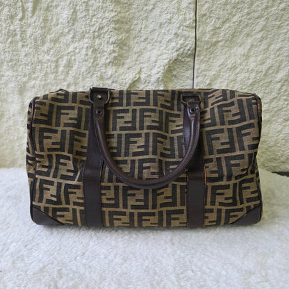 フェンディ ズッカ柄 ミニボストンバッグ キャンバス×レザー【中古】