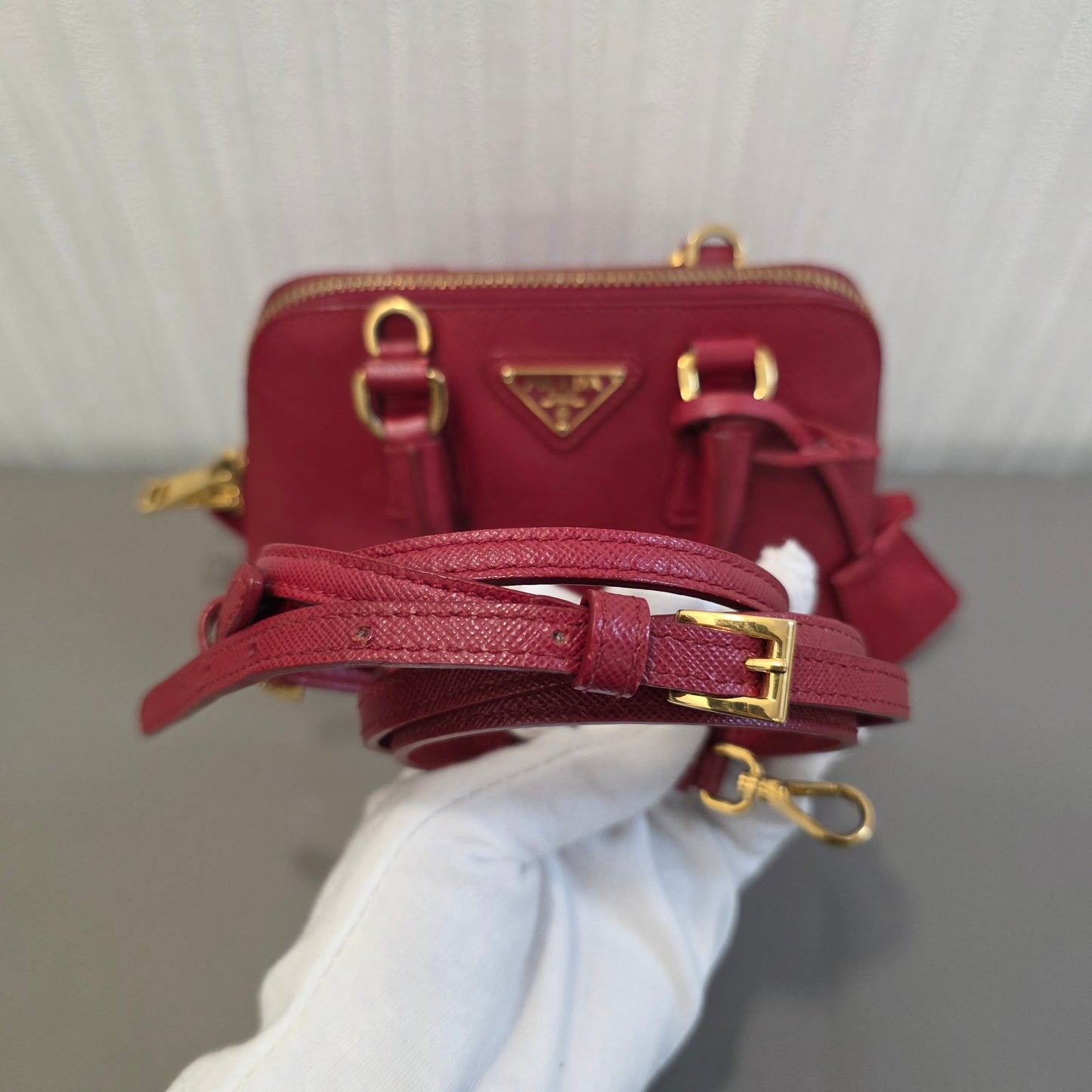 PRADA Mini Saffiano Leather 2WAY Shoulder Bag Pink [Pre-Owned]