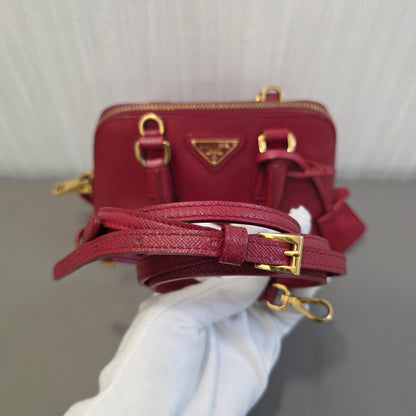 PRADA Mini Saffiano Leather 2WAY Shoulder Bag Pink [Pre-Owned]