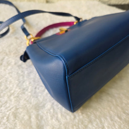 Fendi Mini Peekaboo Handbag in Blue and Pink with Gold Hardware[Pre-Owned]