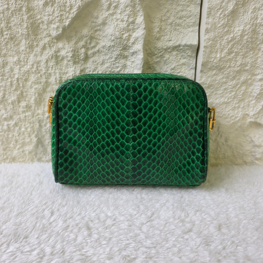 Gucci Old Gucci Python Shoulder Bag Green Suede GP Box [Pre-Owned]