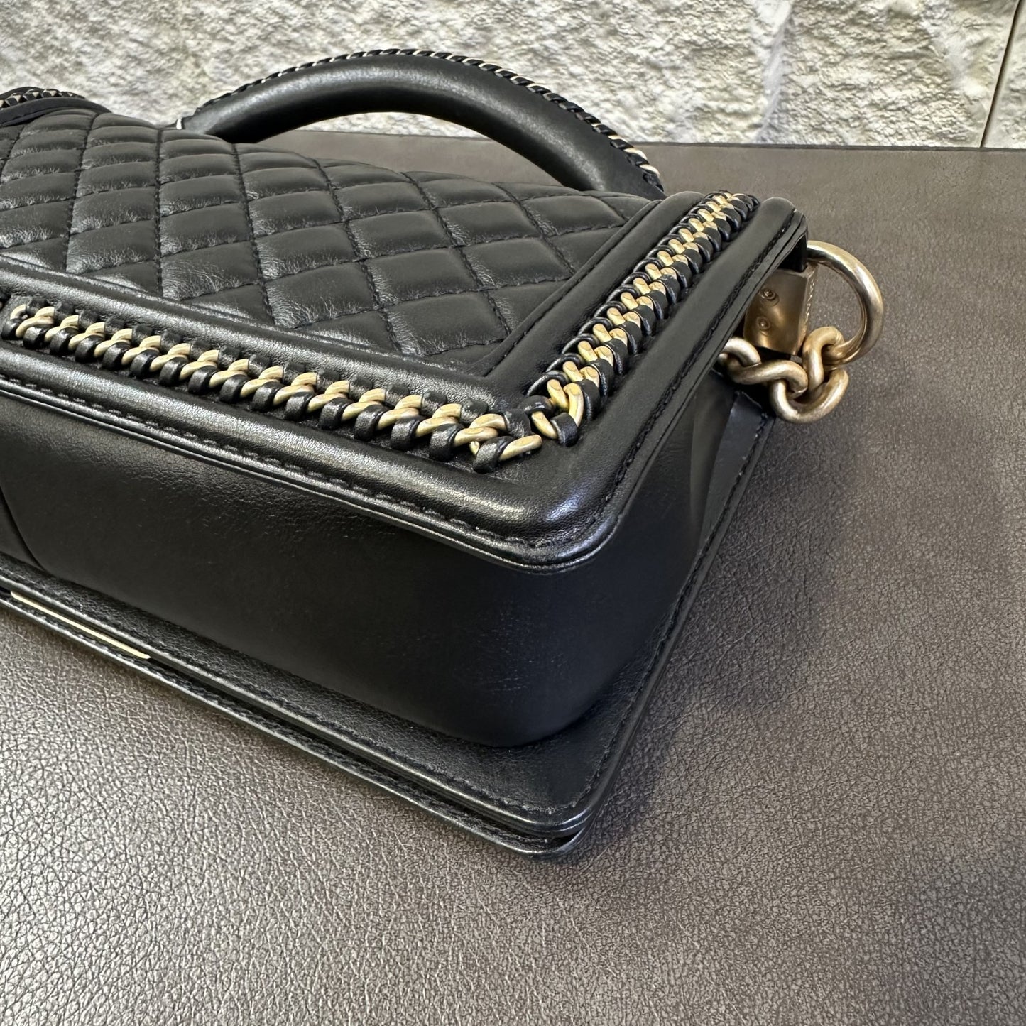 CHANEL Boy Chanel 25 Handbag Lambskin Black [Pre-Owned]