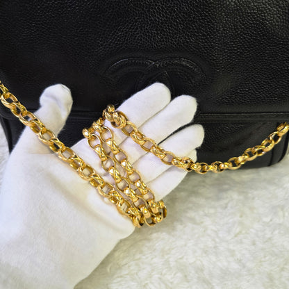 Chanel Coco Mark Caviar Leather Chain Shoulder Bag with Jeweled Chain[Pre-Owned]