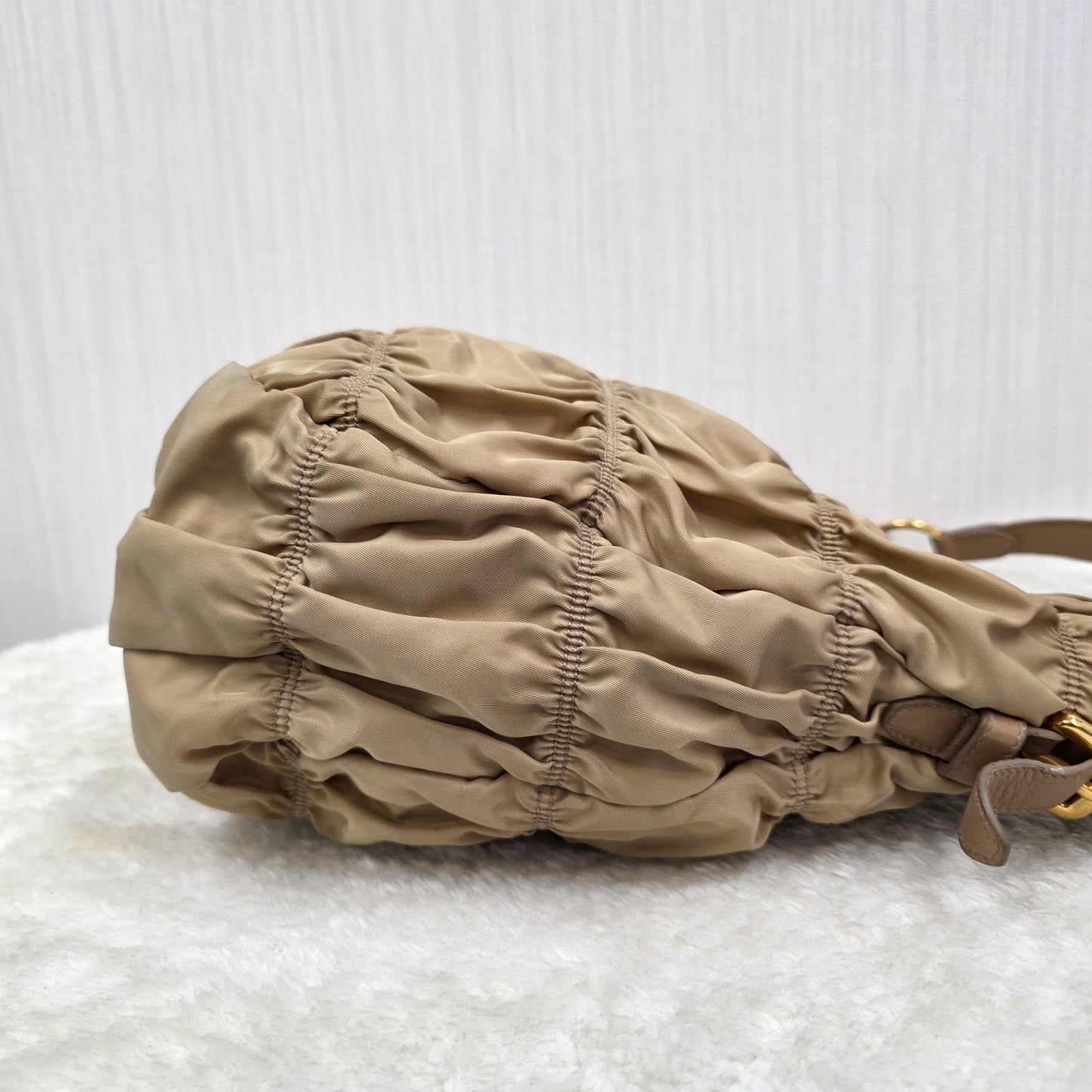 PRADA Gathered 2-Way Leather Handbag [Pre-Owned]