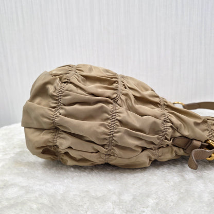 PRADA Gathered 2-Way Leather Handbag [Pre-Owned]
