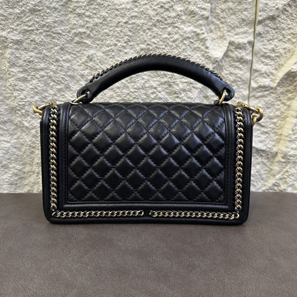 CHANEL Boy Chanel 25 Handbag Lambskin Black [Pre-Owned]
