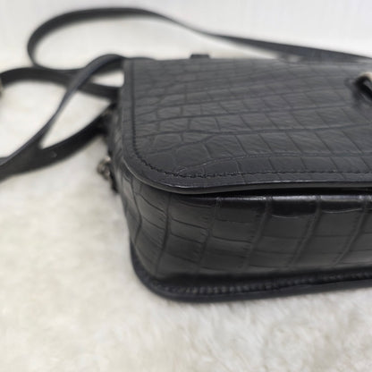 Yves Saint Laurent Black Croc Effect Leather Medium Charlotte Messenger Bag [Pre-Owned]