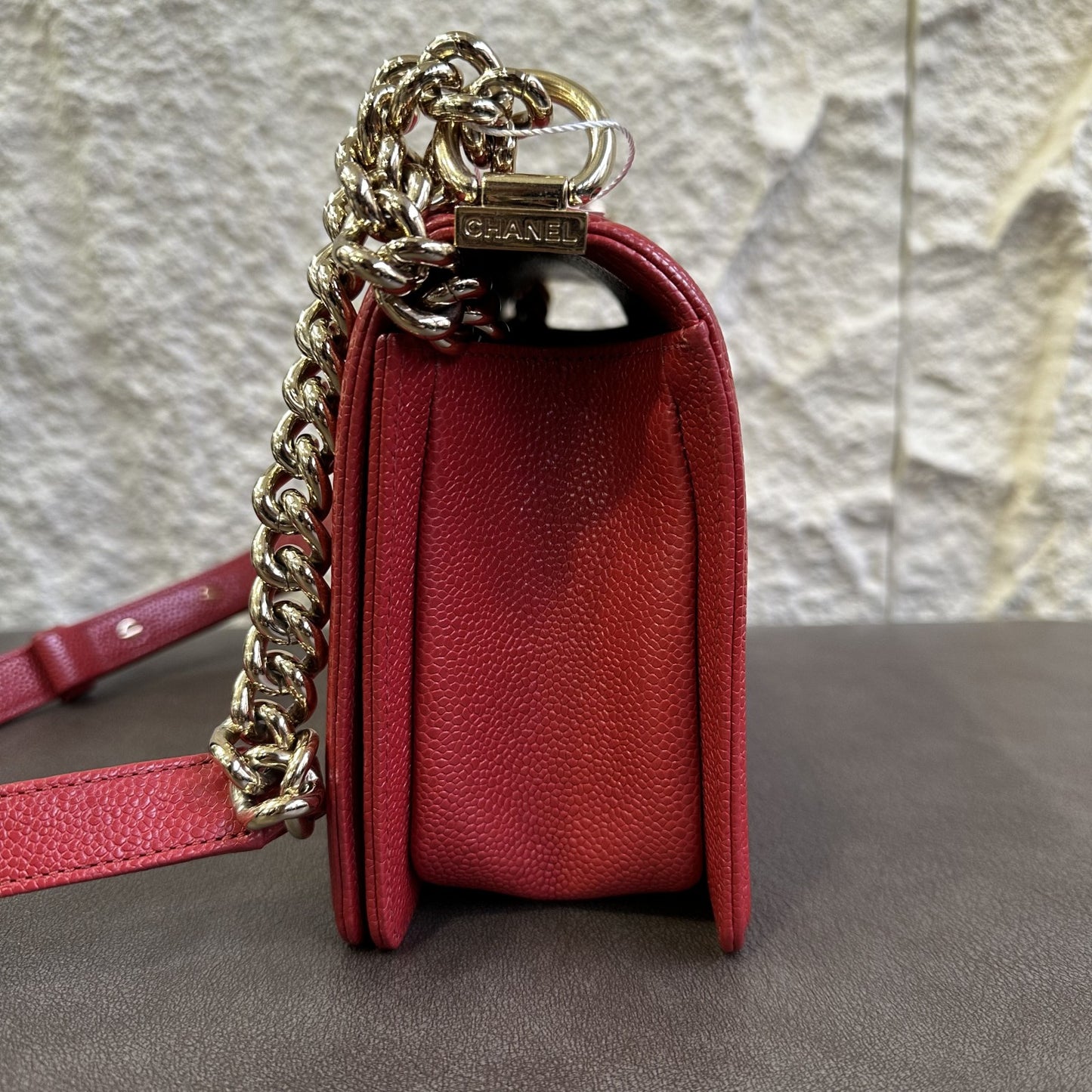 CHANEL Boy Chanel Chain Shoulder Bag Red [Pre-Owned]