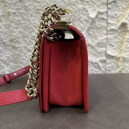 CHANEL Boy Chanel Chain Shoulder Bag Red [Pre-Owned]