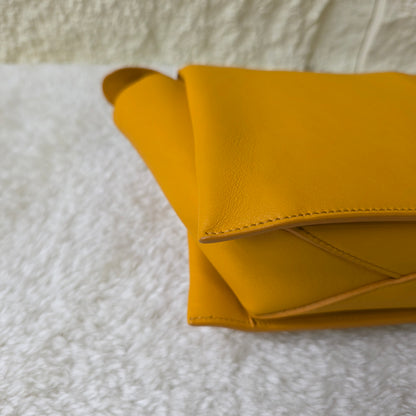 CELINE Trifold Chain Handbag in Yellow Leather [Pre-Owned]