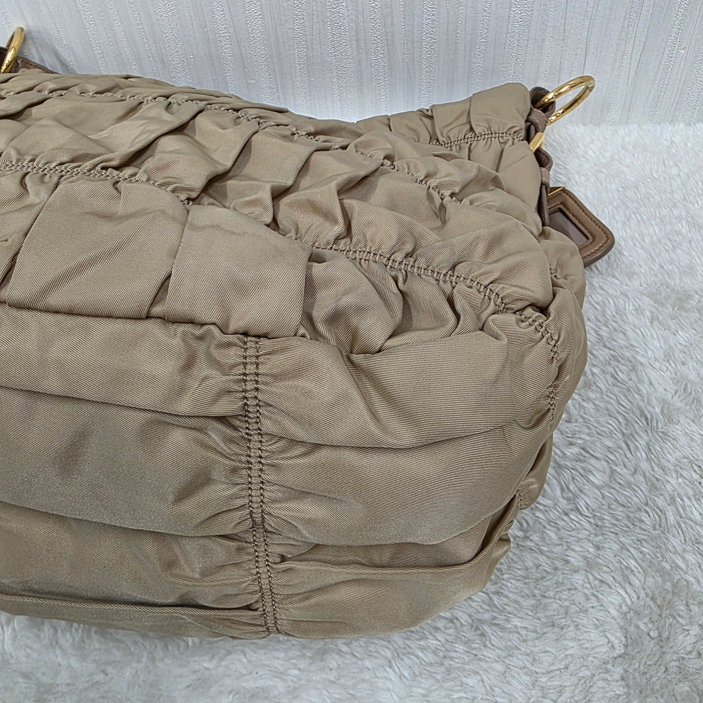 PRADA Gathered 2-Way Leather Handbag [Pre-Owned]