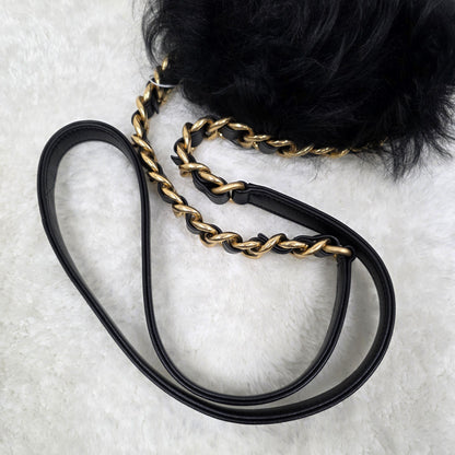 CHANEL チェーンショルダーミニバッグ ファー×ブラック【中古】 