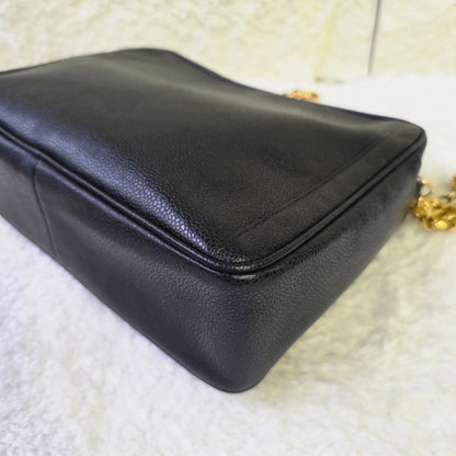 Chanel Coco Mark Caviar Leather Chain Shoulder Bag with Jeweled Chain[Pre-Owned]