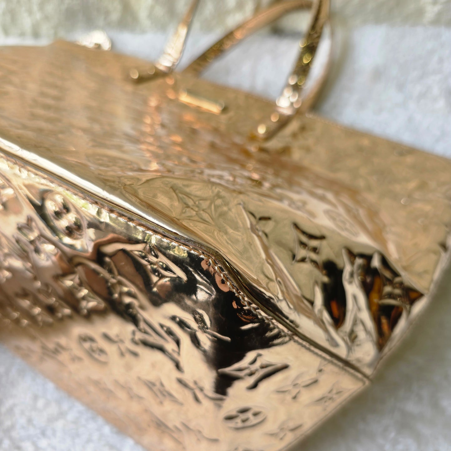 LOUIS VUITTON Bellevue PM Monogram Miroir Gold Handbag [Pre-Owned]