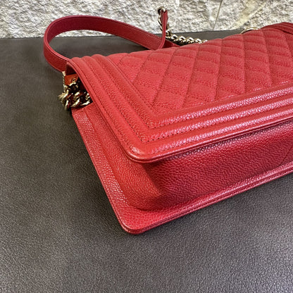 CHANEL Boy Chanel Chain Shoulder Bag Red [Pre-Owned]