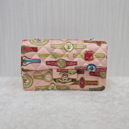 Chanel Matelassé Chain Shoulder Bag Pink Beige Nylon Calfskin [Pre-Owned]