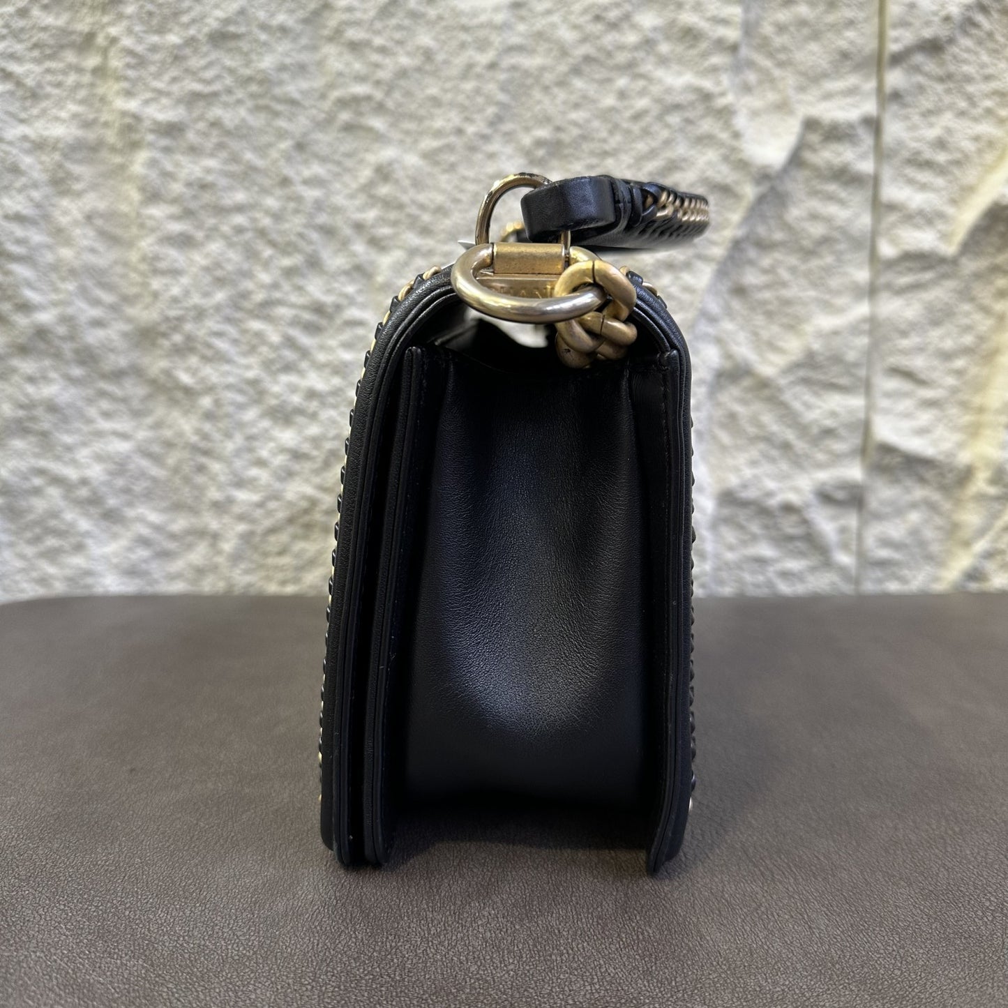CHANEL Boy Chanel 25 Handbag Lambskin Black [Pre-Owned]