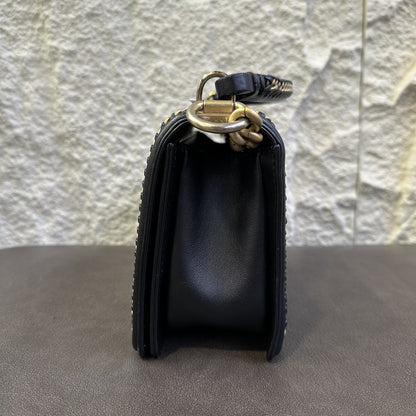 CHANEL Boy Chanel 25 Handbag Lambskin Black [Pre-Owned]