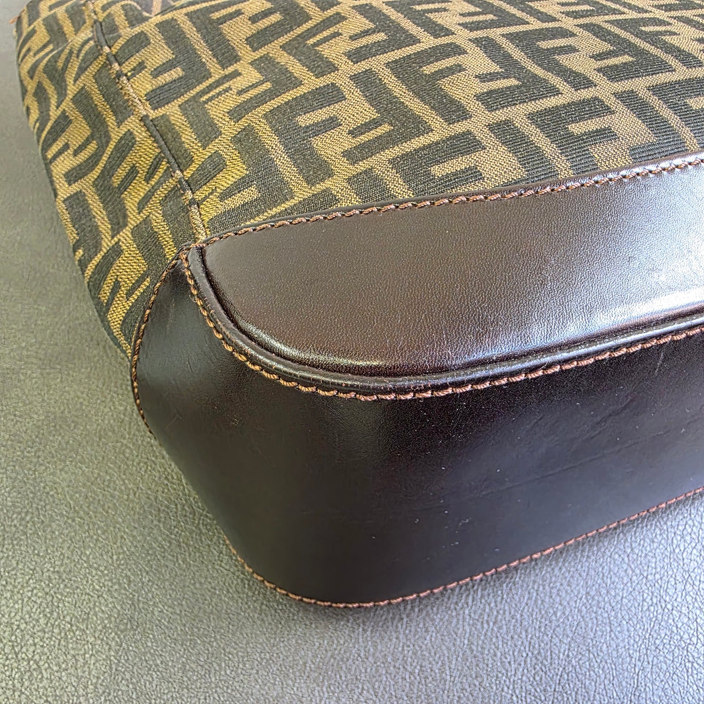 FENDI Zucca Monogram Tote Bag Brown [Pre-Owned]