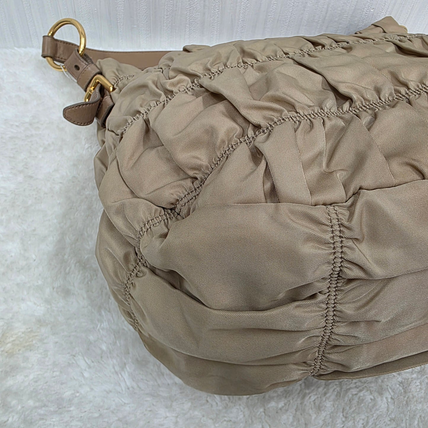 PRADA Gathered 2-Way Leather Handbag [Pre-Owned]